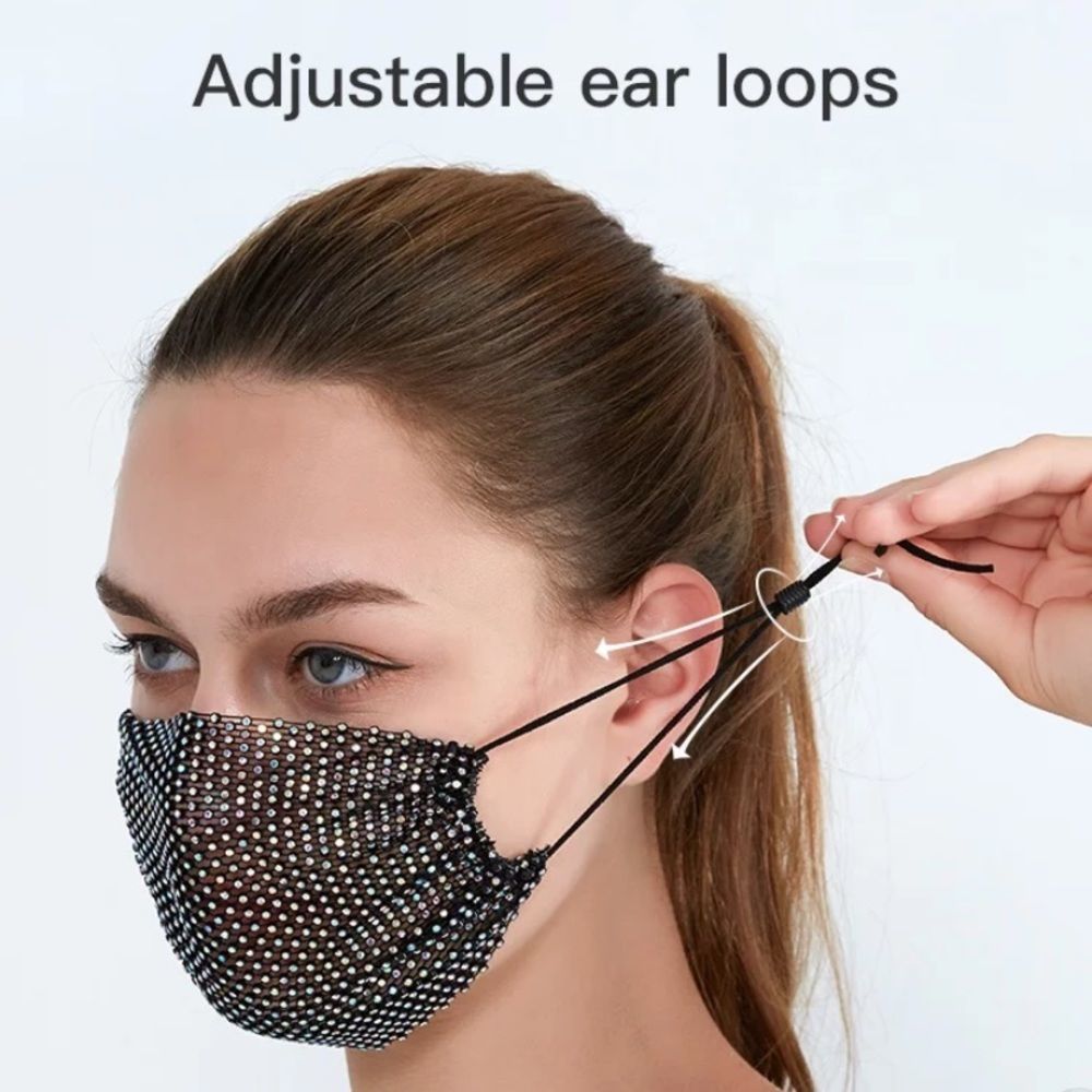 0004 | Rhinestone Mask, Breathable Mesh - Picture 2 of 8